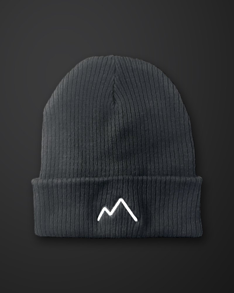 The Beanie in black, embroidered ridge on the cuff
